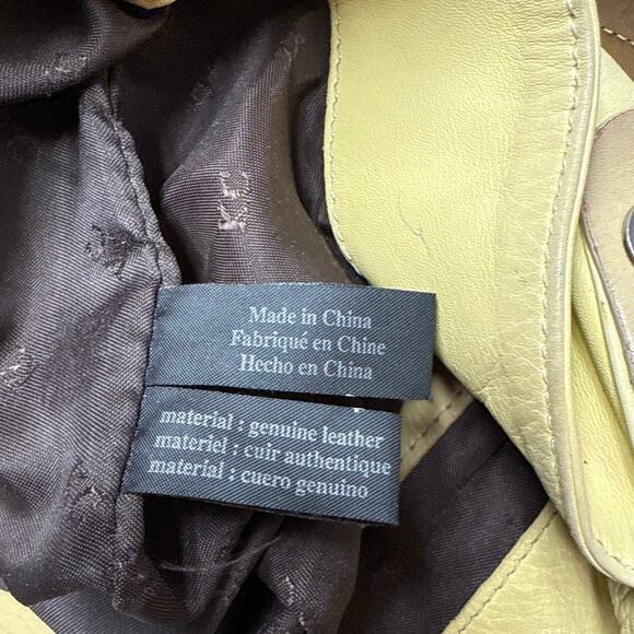 Kenneth Cole Leather Pale Yellow Shoulder Hobo Tote Bag with Flaws Snap Closure - Picture 4 of 11